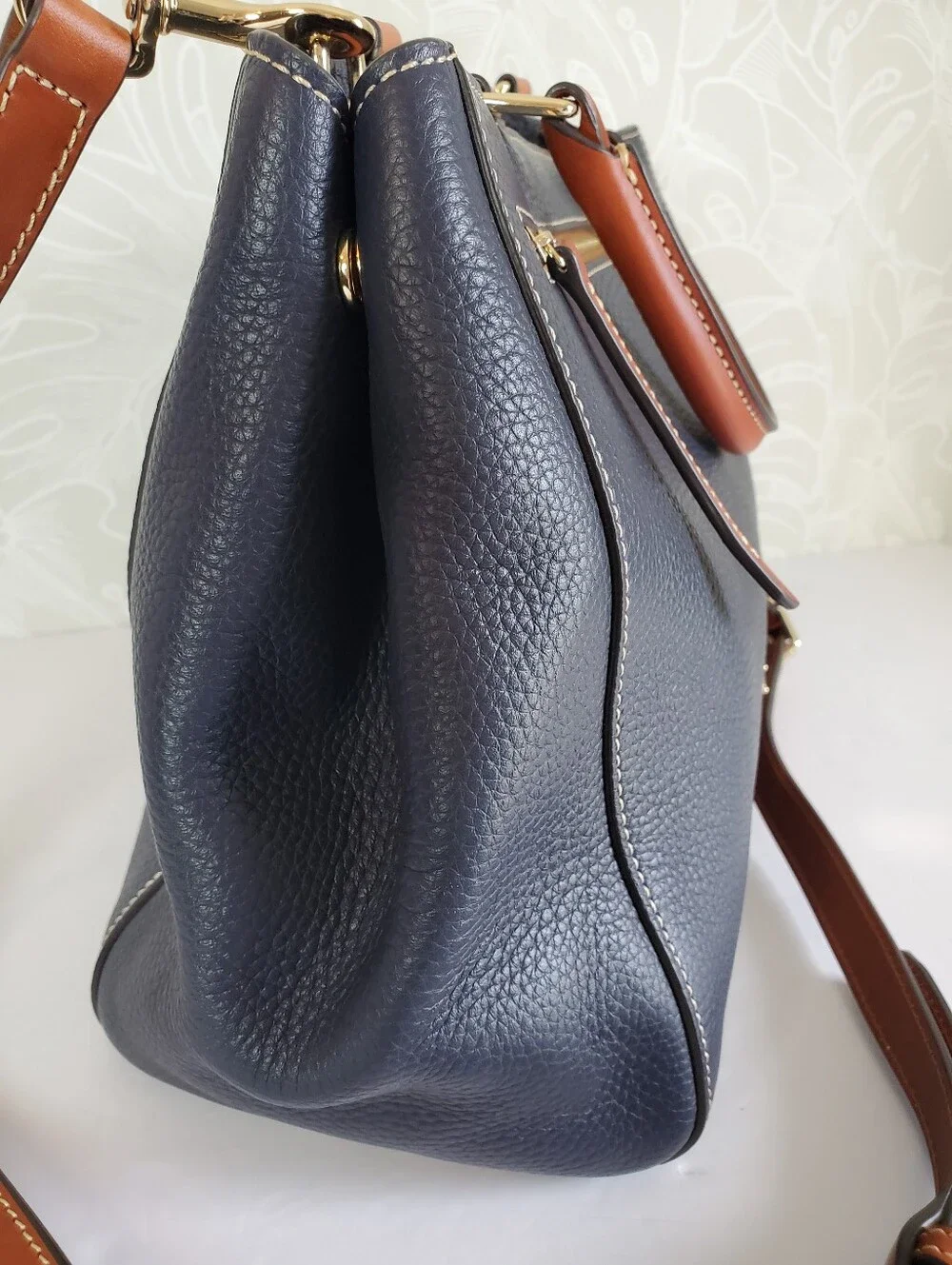 Dooney & Bourke Navy Blue Pebble Leather Satchel